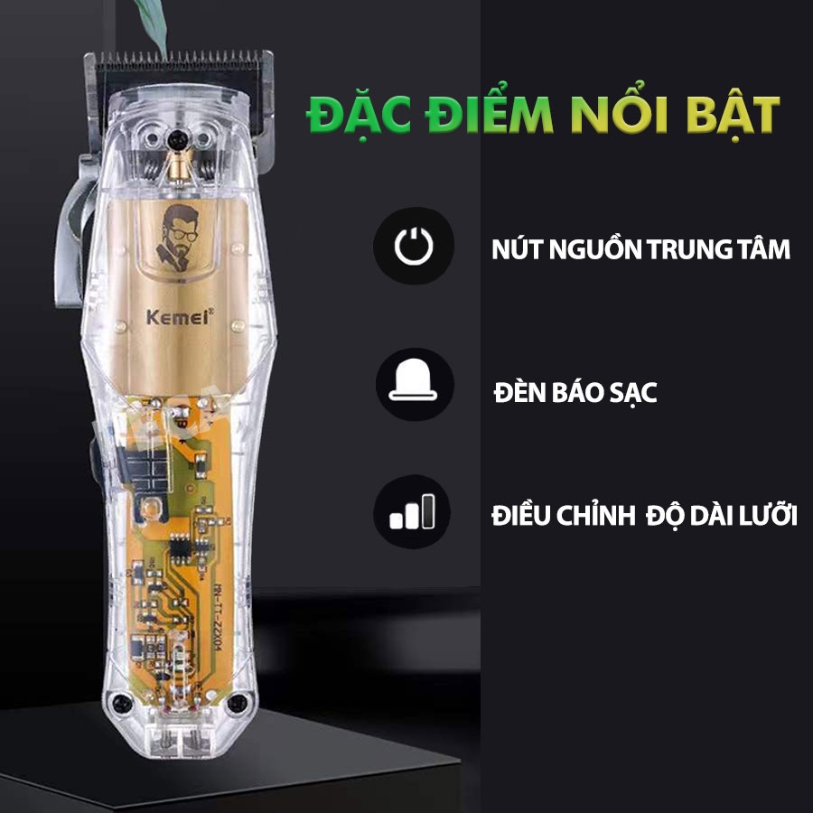 Tông đơ cắt tóc chuyên nghiệp Kemei KM-NG203 sạc nhanh USB công suất mạnh có thể dùng cạo tóc/ fade tóc- Hàng chính hãng