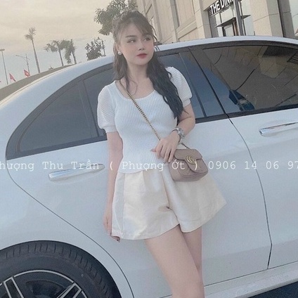 Áo len tăm kiểu cổ vuông tay bồng, Áo kiểu vai bồng tay bo chun AL1612 - NhiNhiShop