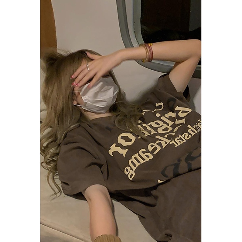 NRVP Áo thun tay ngắn cổ tròn 100% cotton thời trang phong cách Hàn Quốc cho nữ