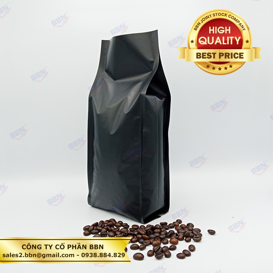 1kg Túi 4 biên OPP/MPET đen 14x41 cm