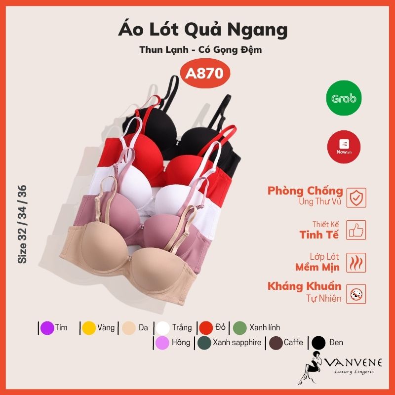 [Mã FAMARAL1 giảm 10K đơn 50K] Áo lót Vanvene quả ngang chất liệu thun lạnh có gọng đệm dày 2 cm nâng ngực tạo khe A870 | WebRaoVat - webraovat.net.vn