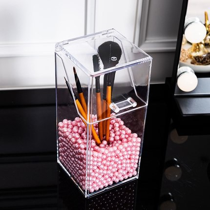 Hộp Nhựa Trong Suốt Đựng Cọ Trang Điểm Tránh Bụi Bẩn Tiện Dụng