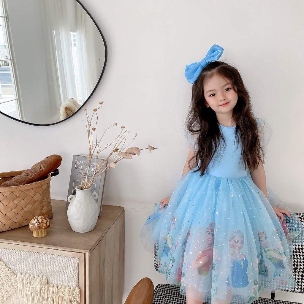 Đầm công chúa Elsa thời trang hè mới cho bé gái