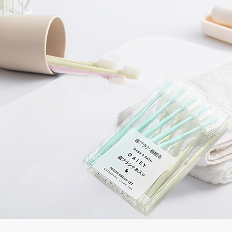 Bàn chải đánh răng Muji phong cách Nhật Bản hộp 10 chiếc vật liệu tre gia dụng lông mềm dành cho người lớn