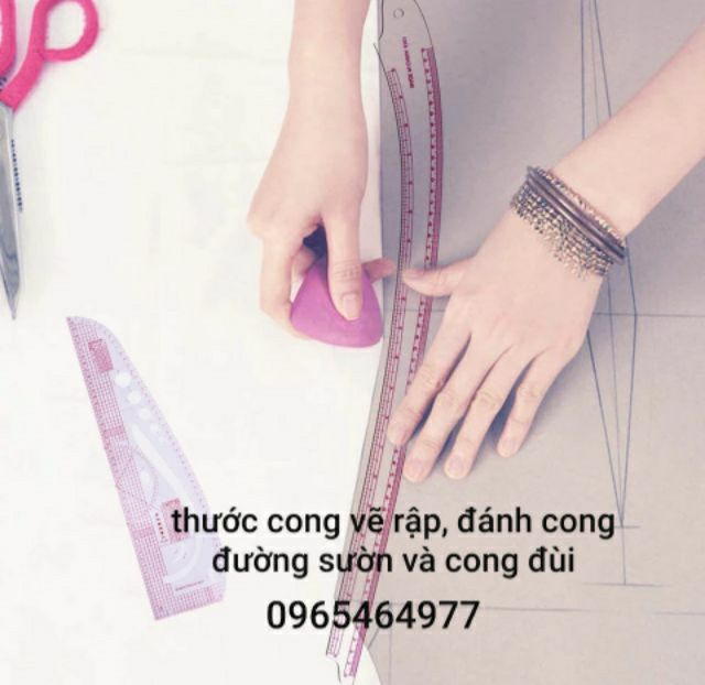 thước dẻo vẽ đường cong đùi, sườn eo, lá cổ áo dài 60cm