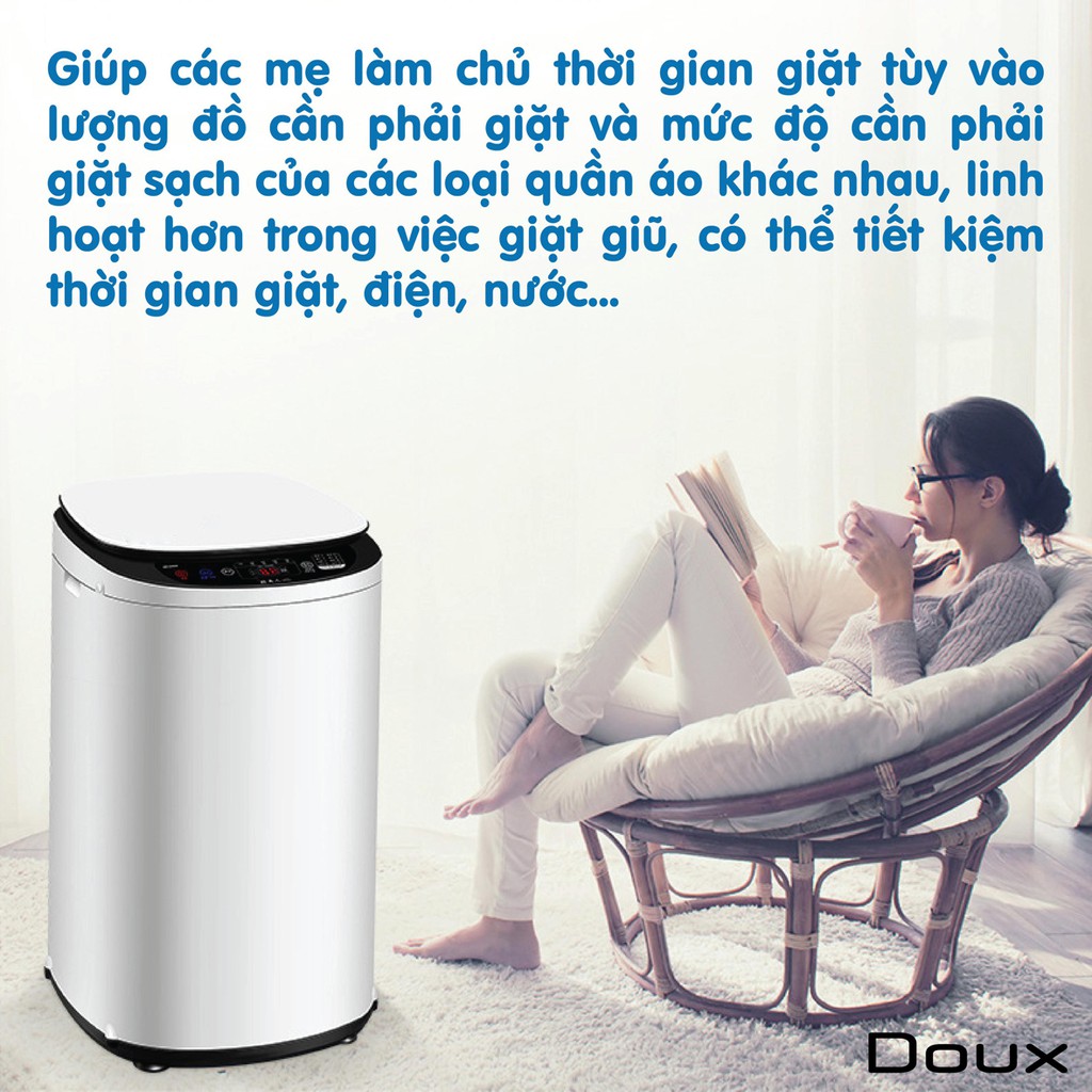 Máy giặt Mini tự động DOUX LUX mới nhất 2023 có chức năng sấy khô đèn diệt khuẩn UV tính năng giặt đồ cho em bé tối ưu