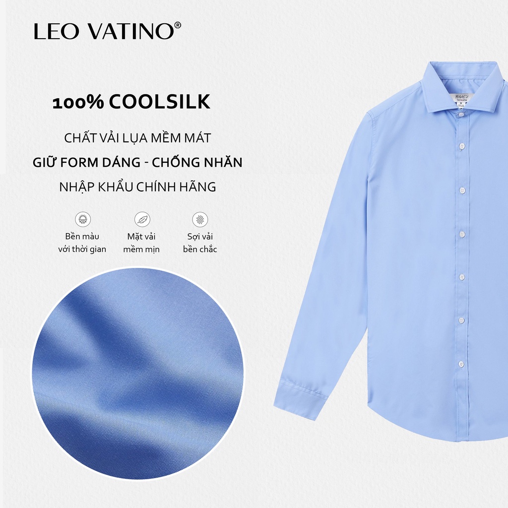 Áo sơ mi nam Coolsilk 100% Leo Vatino Phân phối độc quyền sơ mi dài tay chống nhăn cổ bẻ chuẩn form giữ dáng SMLIFE01 | BigBuy360 - bigbuy360.vn