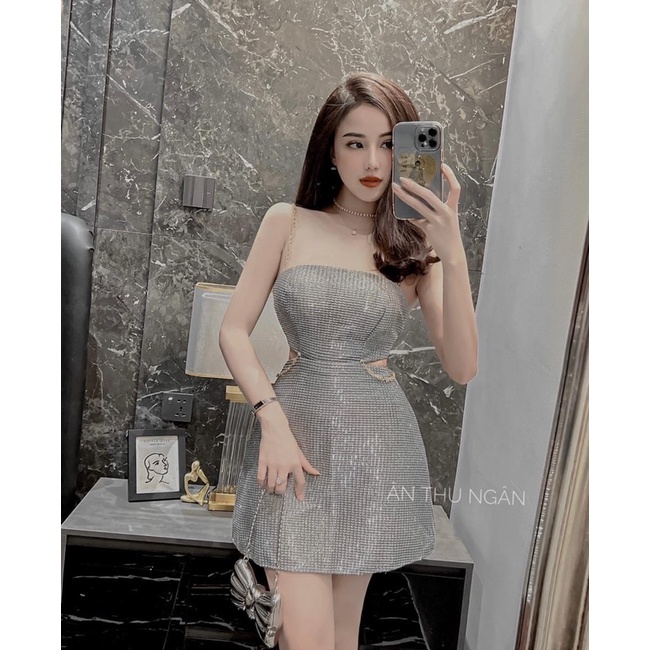 Váy 2s nhũ cut eo viền xích