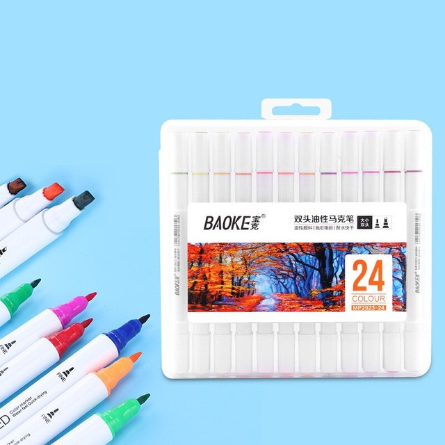 Màu marker 2 đầu cao cấp Baoke Oil Based MP2923-12/ 24/ 36