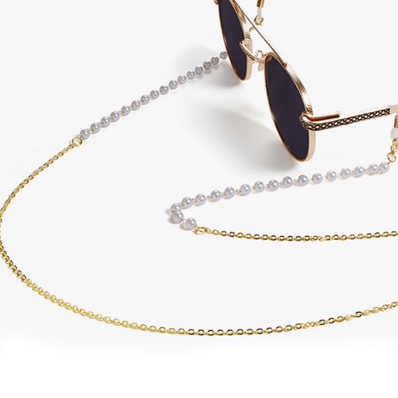 Dây đeo mắt kính chống trượt đính ngọc trai giả thời trang