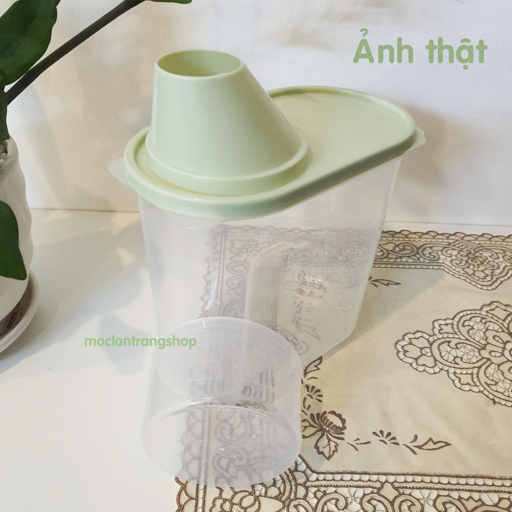 Hộp nhựa đựng đồ khô ngũ cốc kín 1 lít 2 lít có vạch dung tích, lọ đựng bột mì 1kg 2kg, mỳ, đồ ăn khô cho chó mèo