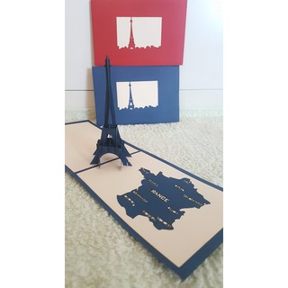 Thiệp 3D - Thiệp Tòa tháp eiffel 10cm x 15cm - VIMOA