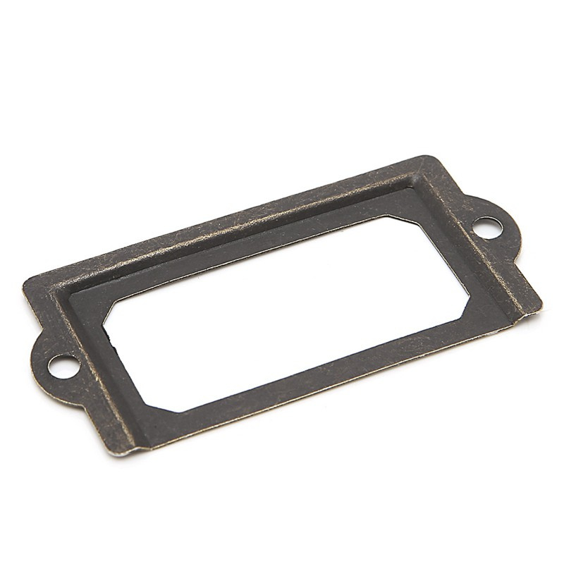 Black 12x Metal Label Pull Frame Handle File Name Card Holder Furniture Cabinet Drawer