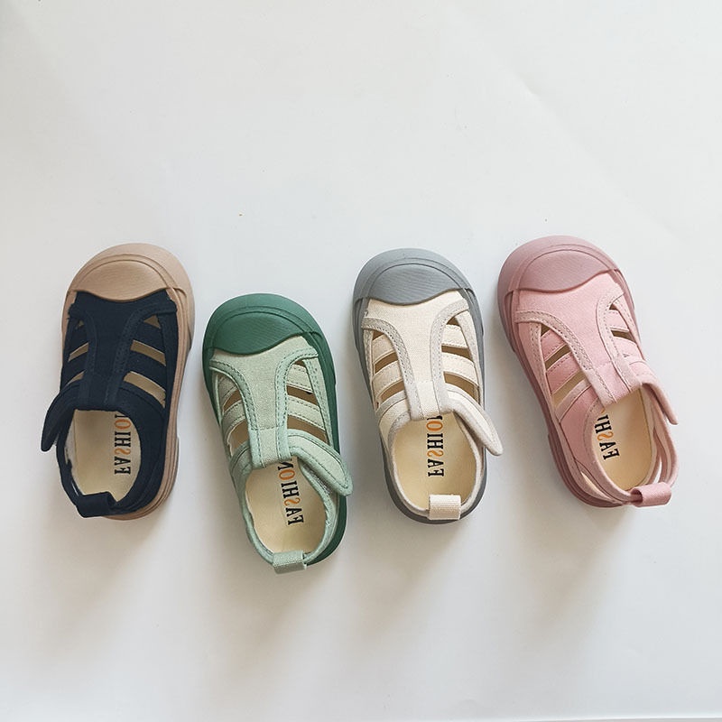 [Hàng Có Sẵn Bán Chạy] Giày Sandal Thể Thao Canvas Đế Mềm Phối Lưới Thoáng Khí Hở Ngón Mùa Hè Dễ Phối Đồ Cho Bé Trai