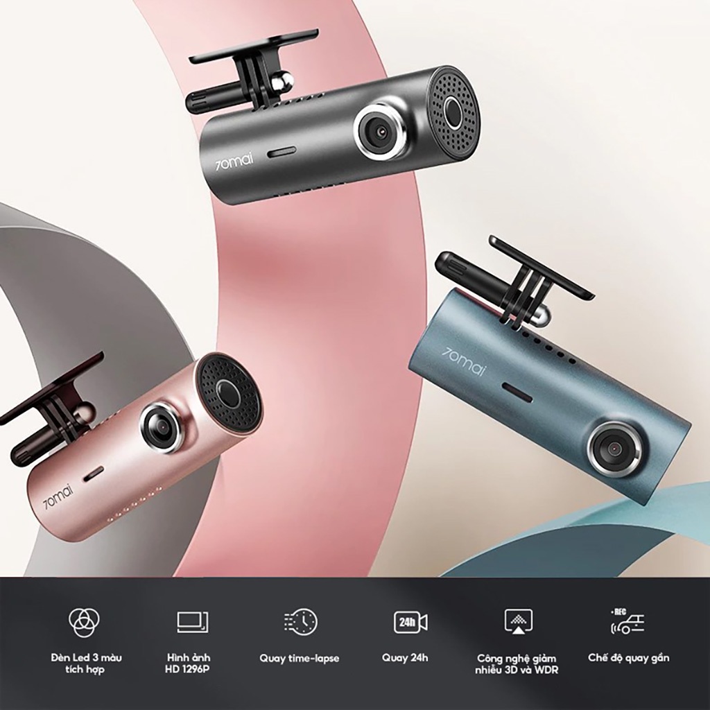 Camera Hành Trình Ô tô Xiaomi 70mai M300 Phiên Bản QUỐC TẾ Độ Nét Cao Kết Nối WiFi Tiện Lợi độ phân giải 1296P