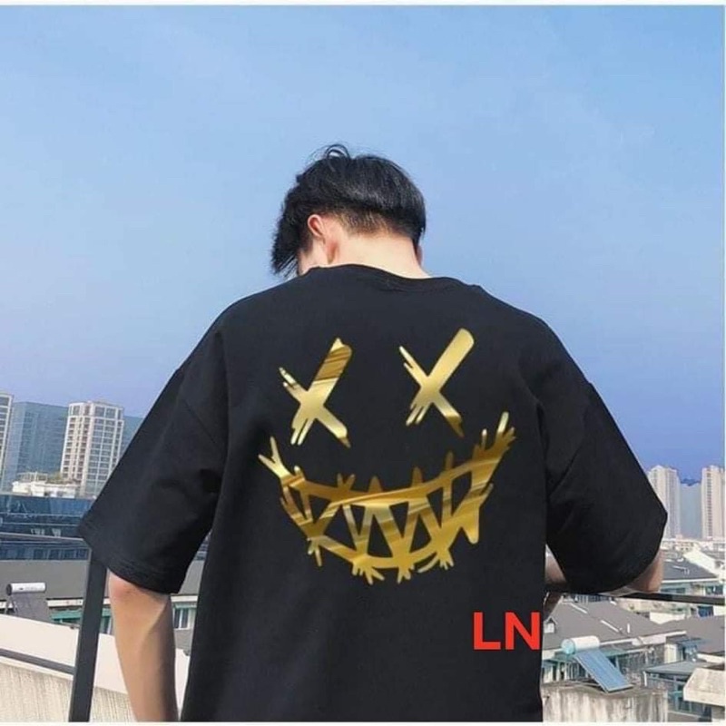 Áo phông mặt cười răng cưa ánh vàng TH6
