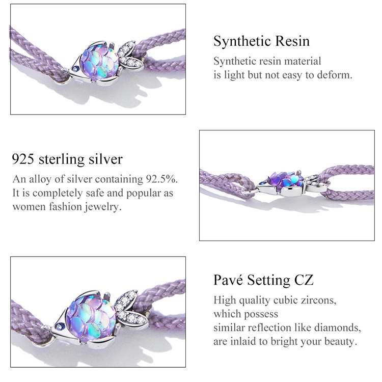 Lắc tay BAMOER bạc 925 đính đá zircon có thể điều chỉnh thời trang cho nữ