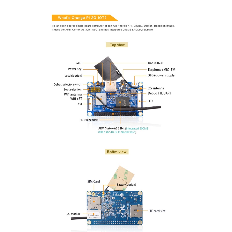 Bo Mạch Bluetooth Pi 2g-iot Arm Cortex-A5 32bit Cho Máy Tính Android 4.4 | BigBuy360 - bigbuy360.vn