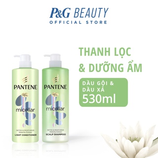 [Mã PG2112B giảm 8% đơn 199K] Bộ gội xả Pantene Micellar làm sạch & dưỡng ẩm chiết xuất hoa súng 530 ml/chai