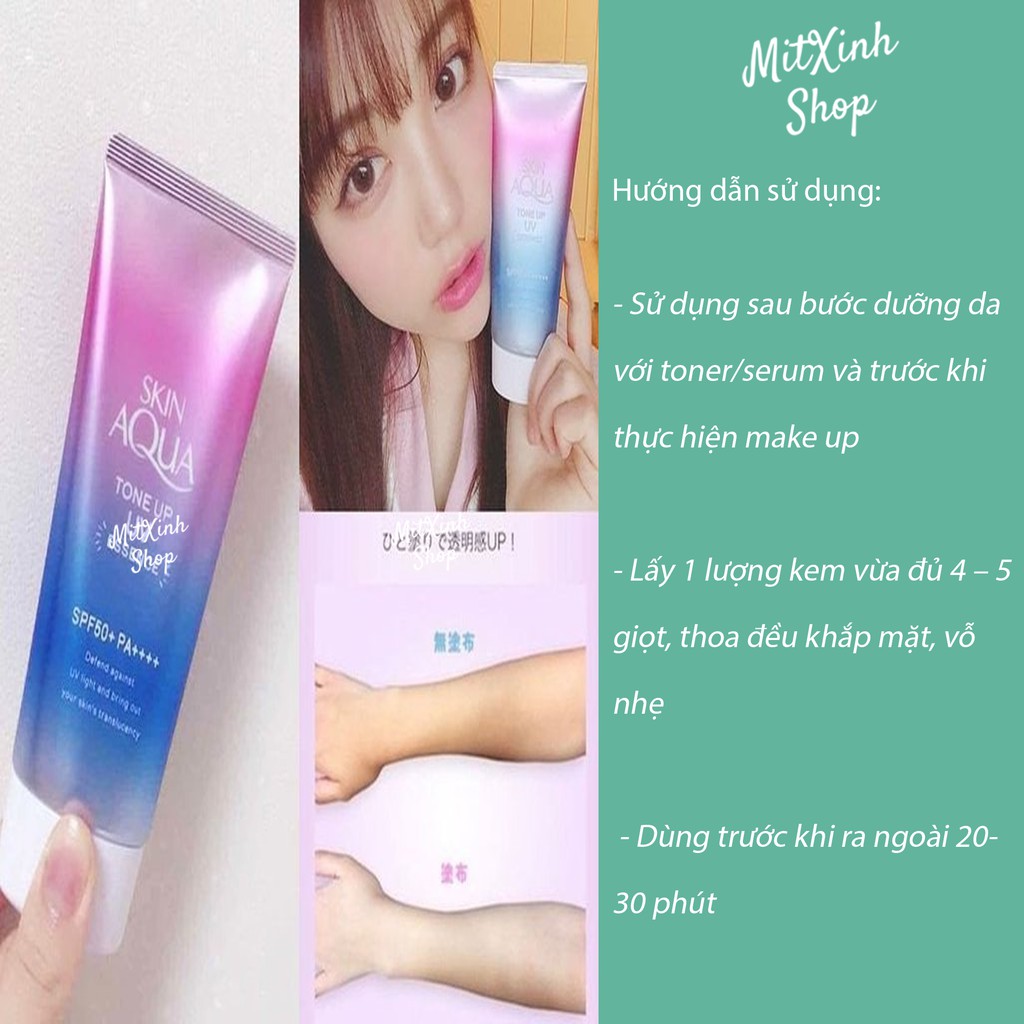 Kem chống nắng Skin Aqua Tone Up UV Essence SPF 50+ PA++++ - Nhật Bản - Giúp nâng tông da, dưỡng ẩm và bảo vệ hoàn hảo