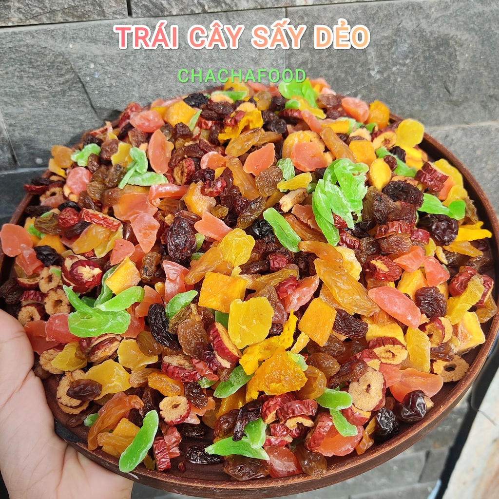 500Gr Trái Cây Sấy Dẻo Mix 10 Vị, Hoa Quả sấy Dẻo Tự Nhiên