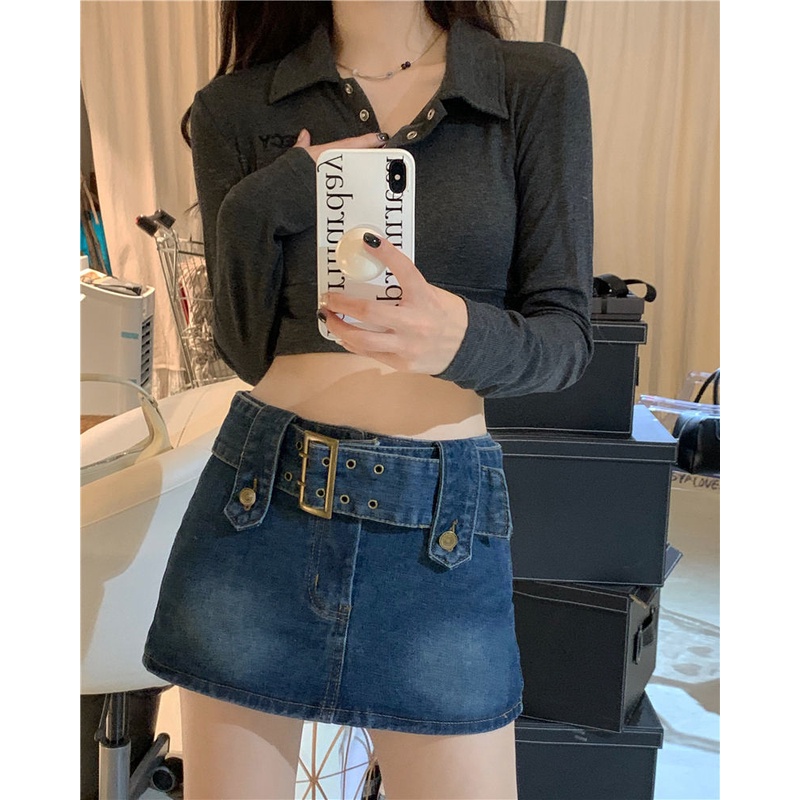 Áo thun COZOKC tay dài thêu chữ thời trang quyến rũ cho nữ