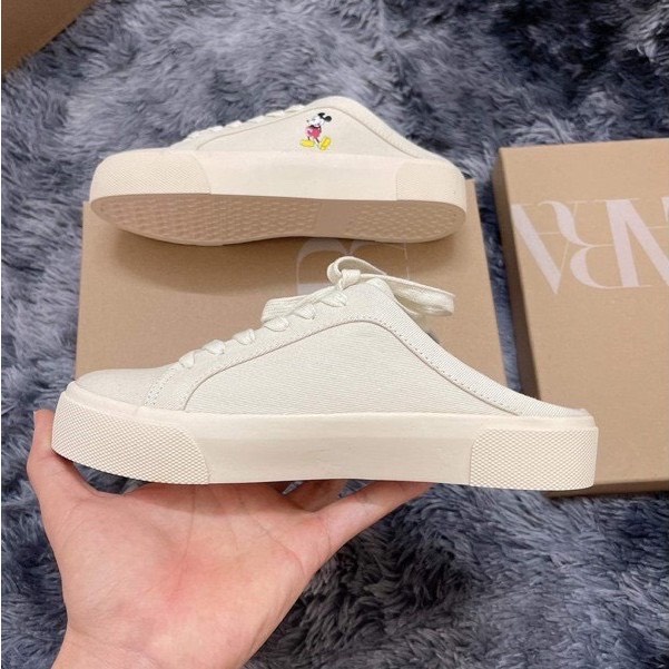 🌹🌹[ Full Bill + Box]🌺Giày Thể Thao nữ hở gót, sục mickey, giày đạp gót zara vải canvas in hình chuột mickey | BigBuy360 - bigbuy360.vn