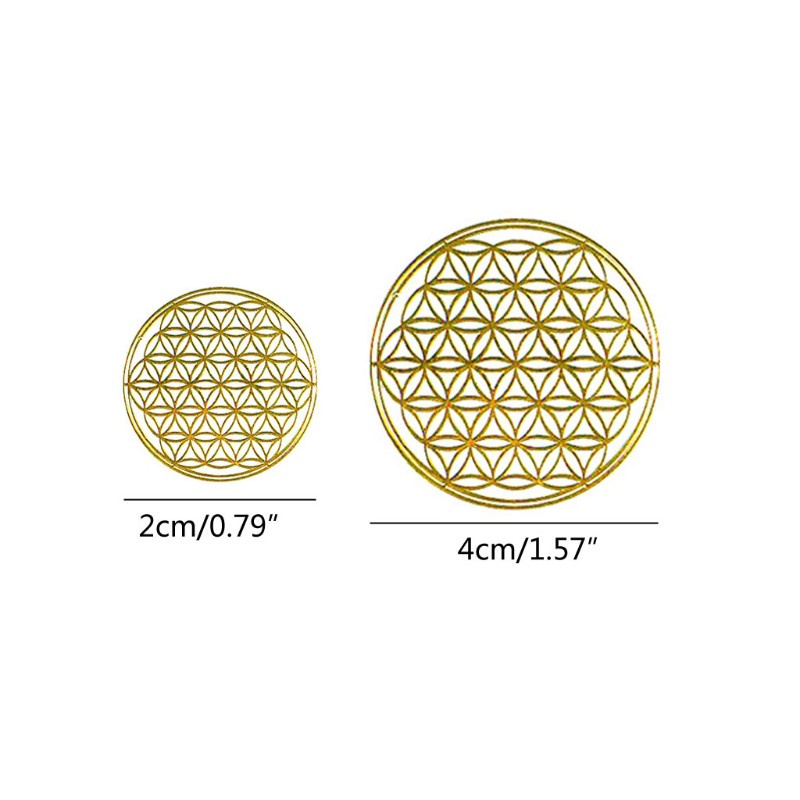 Bộ 10 miếng dán bằng đồng hình cây hoa 7 luân xa dùng đổ khuôn resin epoxy làm hình kim tự tháp