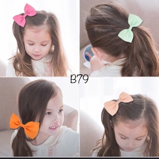 B79 Dây buộc tóc nơ trơn màu xinh xắn