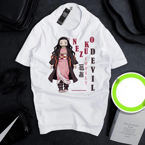 Áo thun Cotton Unisex - Nhân vật Kamado Nezuko - Kimetsu no Yaiba - Chibi - Nezuko cô quỷ