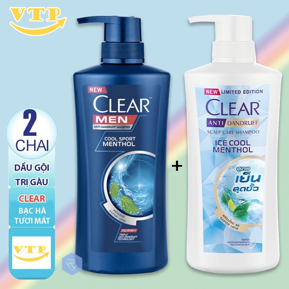 Combo 2 Chai Dầu Gội Clear Bạc Hà 480ml Clear Men 450ml