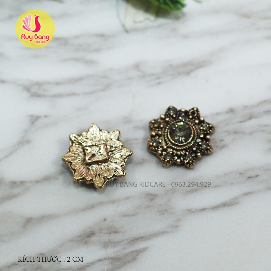 Charm mạ kim đính đá nguyên liệu dùng gắn bờm/cài đính đá, dây buộc tóc phong cách Hàn Quốc - link 5