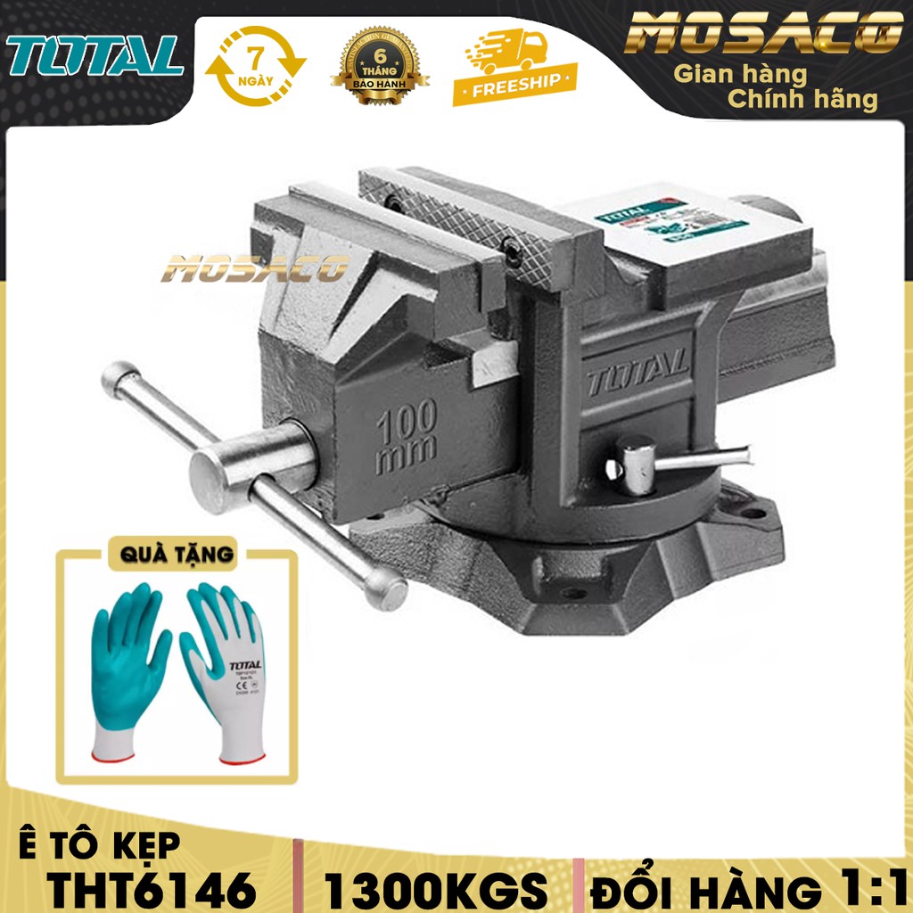 Ê tô kẹp 4 TOTAL THT6146, kích thước đế xoay 4 inch. Êtô cơ khí, kích thước đế 4 inch-MOSACO