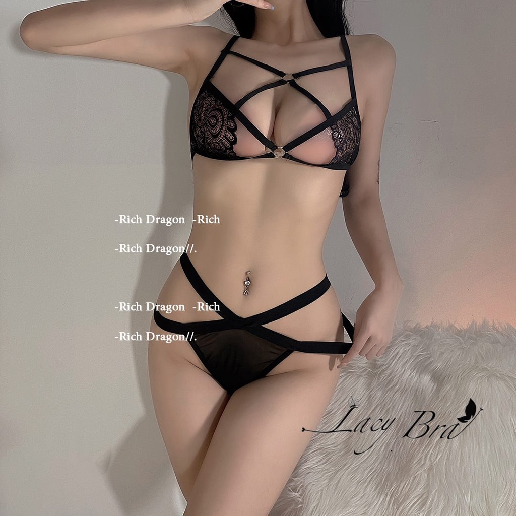 Set Đồ Lót Dây Đan Xuyên Thấu Gợi Cảm Phối Quần Lọt Khe Cạp Dây Chéo Sexy Lacy Bra - B23 | BigBuy360 - bigbuy360.vn