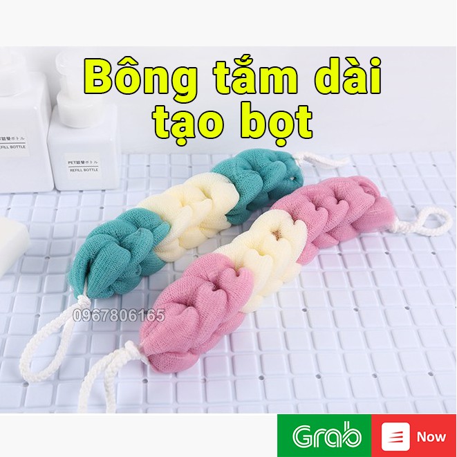 Combo bông tắm dài, tròn - Bông tắm lưới tạo bọt siêu mềm mịn dài và tròn