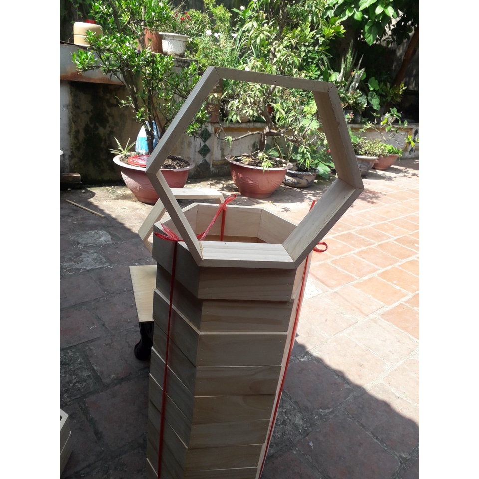 bệ kê gỗ lục giác, kê đồ trang trí nội thất