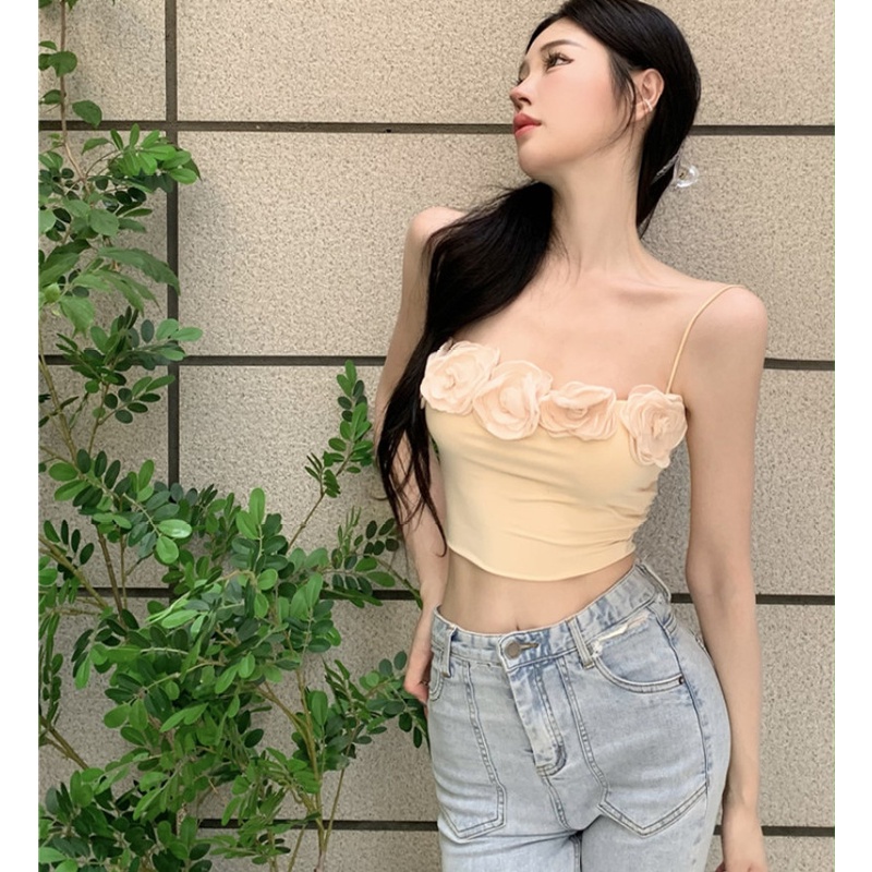 Áo Hai Dây Họa Tiết Hoa Ba Chiều Quyến Rũ Dễ Phối Đồ Thời Trang Cho Nữ
