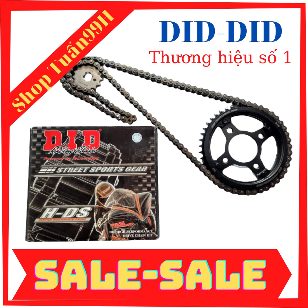 Bộ nhông sên dĩa vàng chính hãng DID 10li dành cho Exiter 135