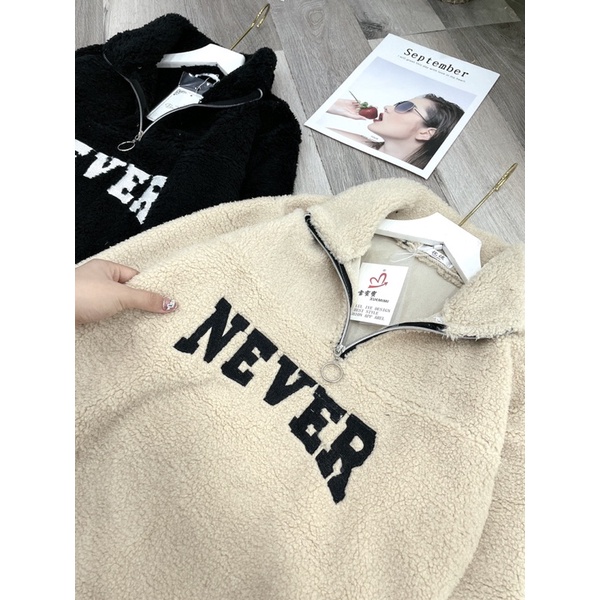 áo lông never cổ trụ kéo khoá/áo hoodie lông | BigBuy360 - bigbuy360.vn