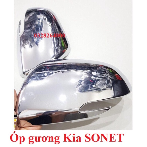 Bộ 2 ốp gáo gương xe Kia Sonet 2021 2022 Nhựa ABS mạ crom cao cấp