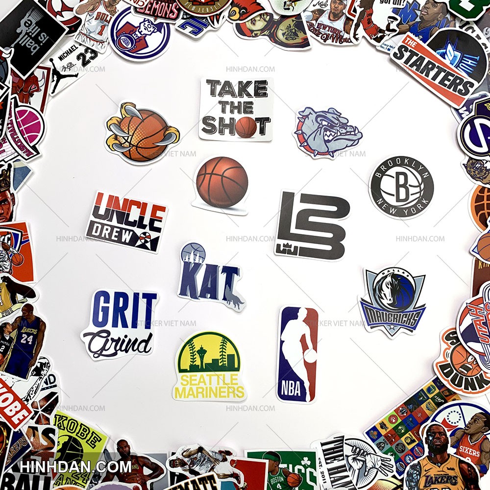 NBA Stickers - Hình dán Bóng Rổ - Chất liệu PVC cao cấp chống nước - Kích thước 4-7cm - Sticker Việt Nam