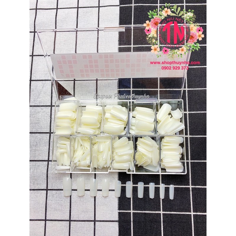 [HÀNG CHUẨN] Móng úp form vuông, phom vuông dẻo HSM - 500 móng