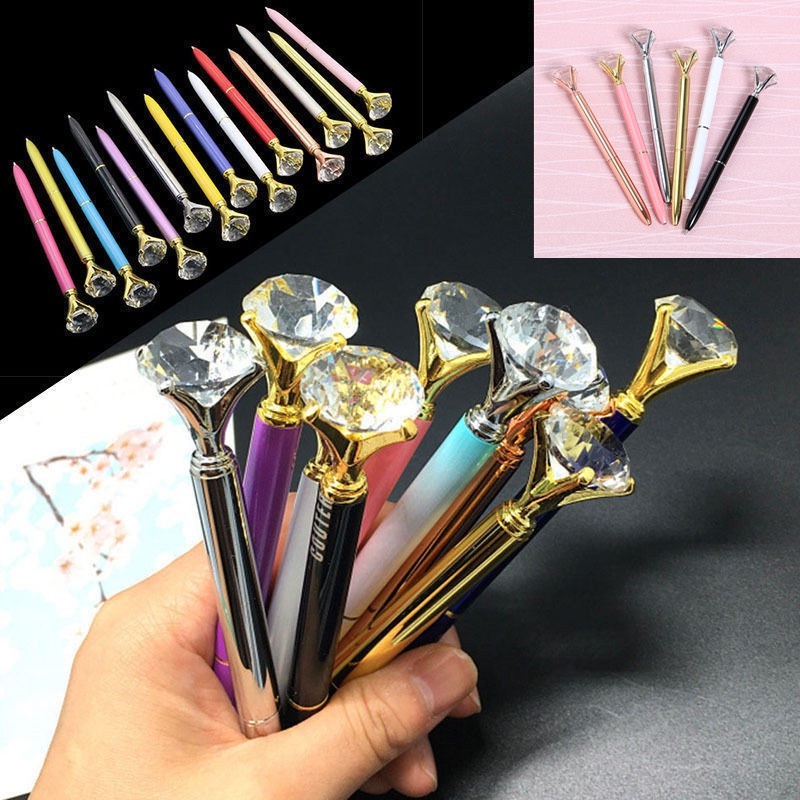 1 Bút Bi Kim Loại Đính Pha Lê Lấp Lánh