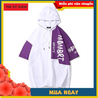 Áo hoodie tay ngắn màu trắng tím ahdt301b cao cấp