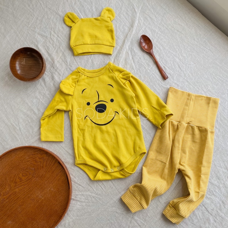 Set 3 chi tiết gấu vàng (quần, áo, mũ) cho bé (Ảnh thật)