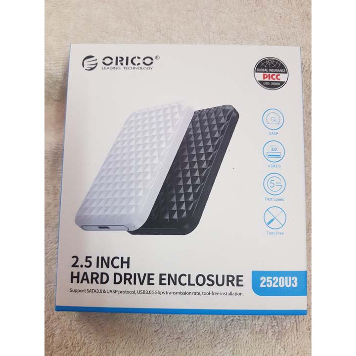 Hộp đựng ổ cứng 2.5 inch ORICO 2520U3 tốc độ USB 3.0 màu đen | BigBuy360 - bigbuy360.vn