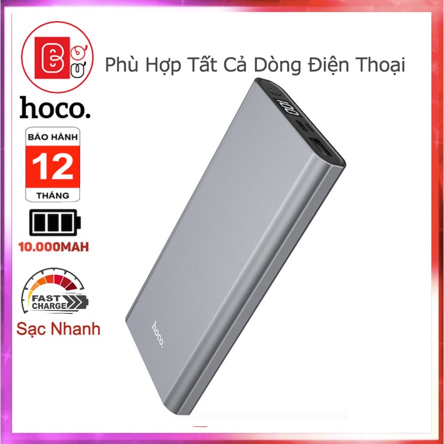 Sạc Dự Phòng Hoco j68 10.000mah 10W hỗ trợ sạc nhanh 2.1A có màng hình Led Pin Sạc dự Phòng Dự Phòng-Bơ Bư