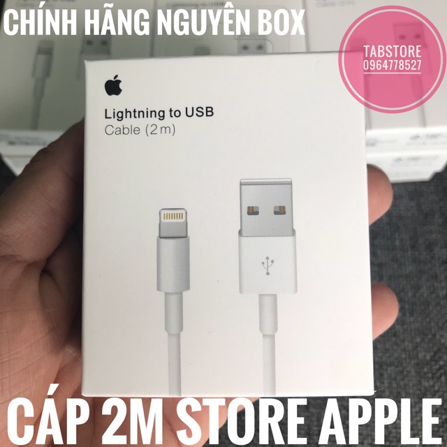 [Mã 267ELSALE hoàn 7% đơn 300K] Cáp IPhone 2m Chính Hãng Apple Store NEW Nguyên Box.