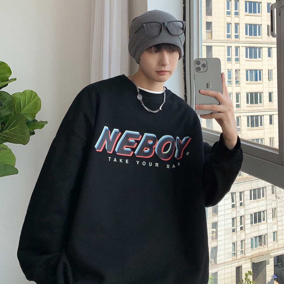 FREESHIP Áo Sweater, Áo Nỉ Bông Form Rộng In Chữ NEBOY Pong Cách Ulzzang | BigBuy360 - bigbuy360.vn