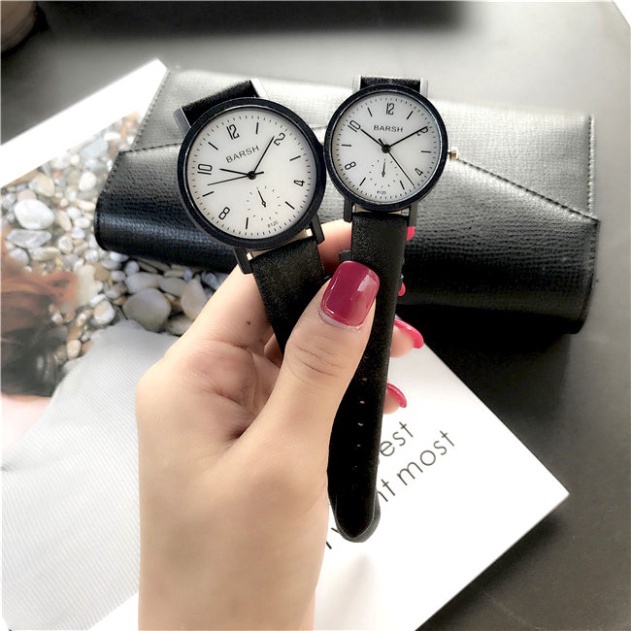 Đồng Hồ Cặp Đôi Nam Nữ Chính Hãng BARSH TD5 Dây Da Cao Cấp Đẹp Phong Cách Thời Trang Hàn Quốc Cho Học Sinh Sinh Viên - H
